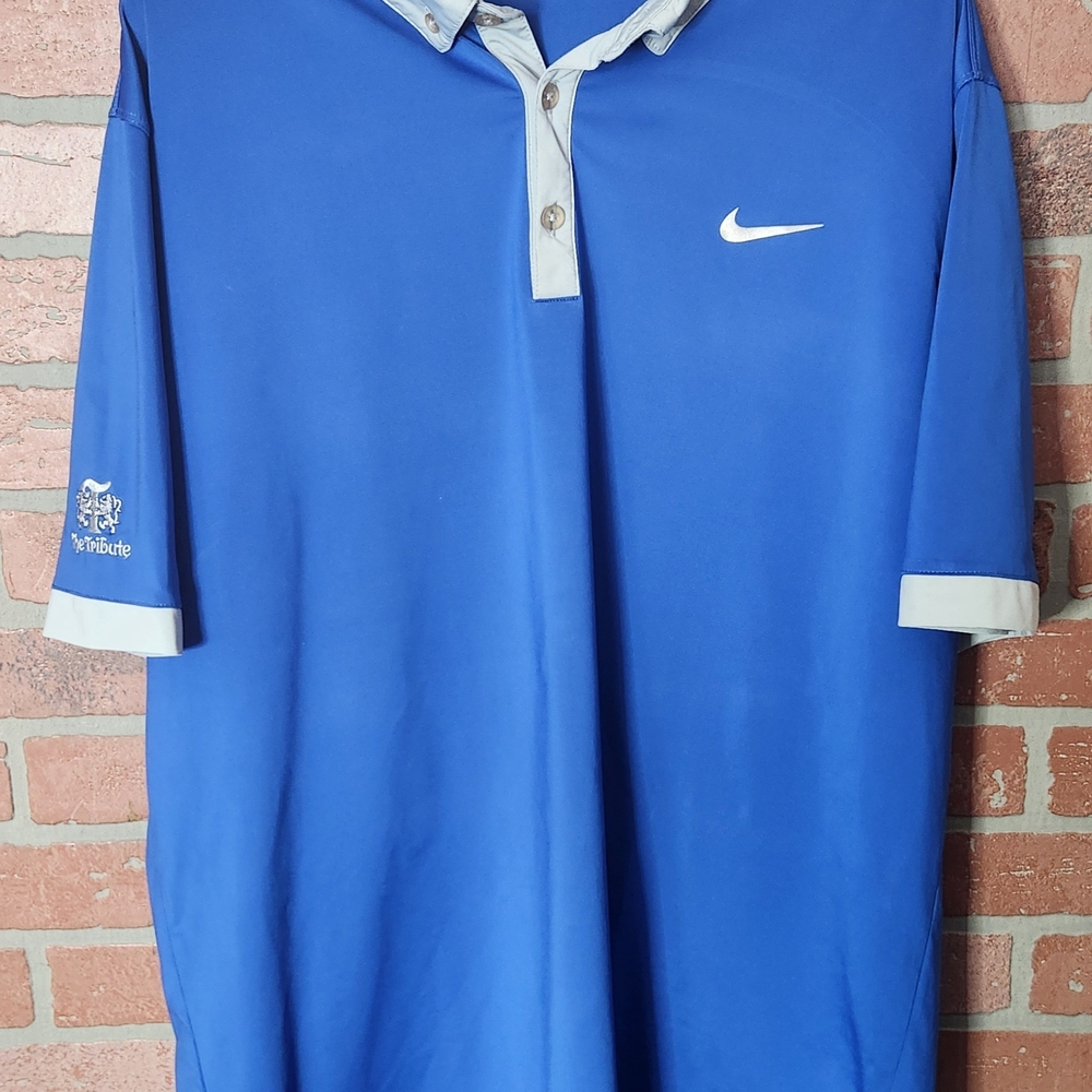 Nike Blue and Gray Performance Polo Shirt Nike Golf Tour Performance The Tribute